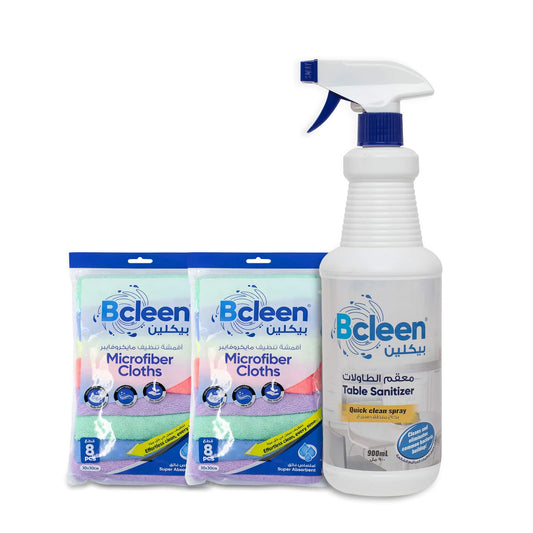 Bcleen 2 packets of Microfiber Cleaning Cloths and get a free table sanitizer