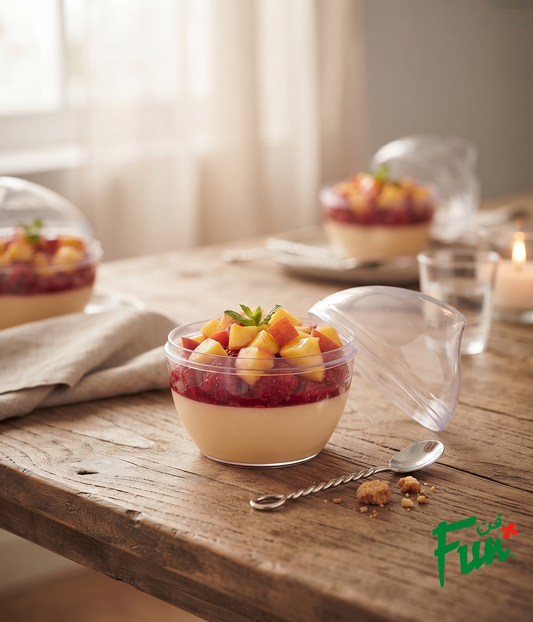 Fun Verrine Peach Shaped Bowls 75ml with Lids [12pcs x 1pkt]