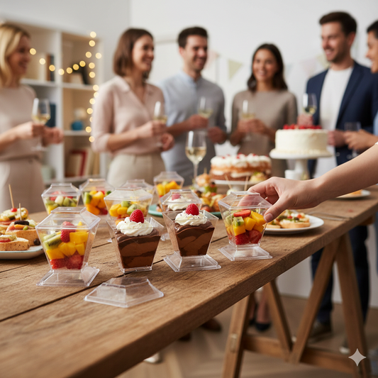 Fun Verrine Square Clear Cups 60ml with Lids Double as Display Bases (24 Pieces)