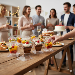 Fun Verrine Square Clear Cups 60ml with Lids Double as Display Bases (24 Pieces)