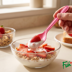 Fun Biod Blush Pink Spoons 6.5in [18pcs x 1pkt] - CRP