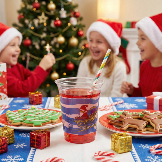 Fun Clear Plastic Cup 12oz - Christmas Blue [P:25pcsx1pkts]