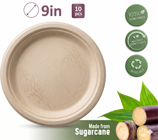 Fun Sukkar Pulp Light Brown Plates Ø9in [10pcs x 1pkt]