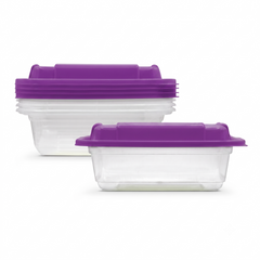 Fun Indispensable Plastic Transparent Container with Plum Lid - 12oz Pack of 5