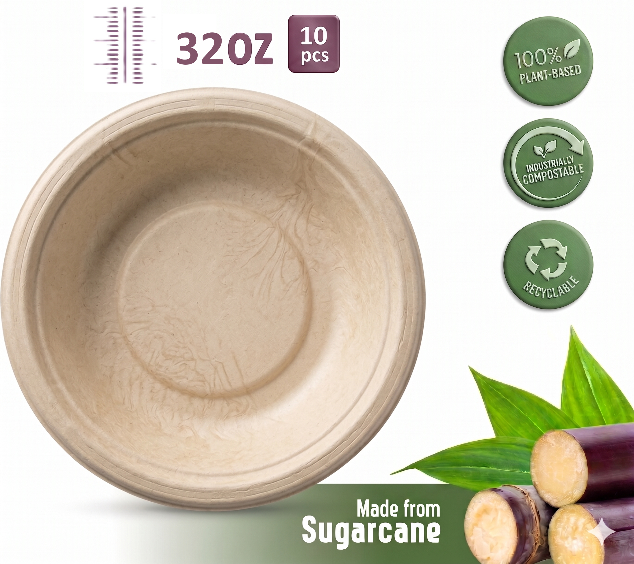Fun Sukkar Pulp Bowls 32oz [10pcs x 1pkt]