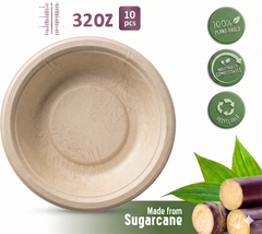Fun Sukkar Pulp Bowls 32oz [10pcs x 1pkt]