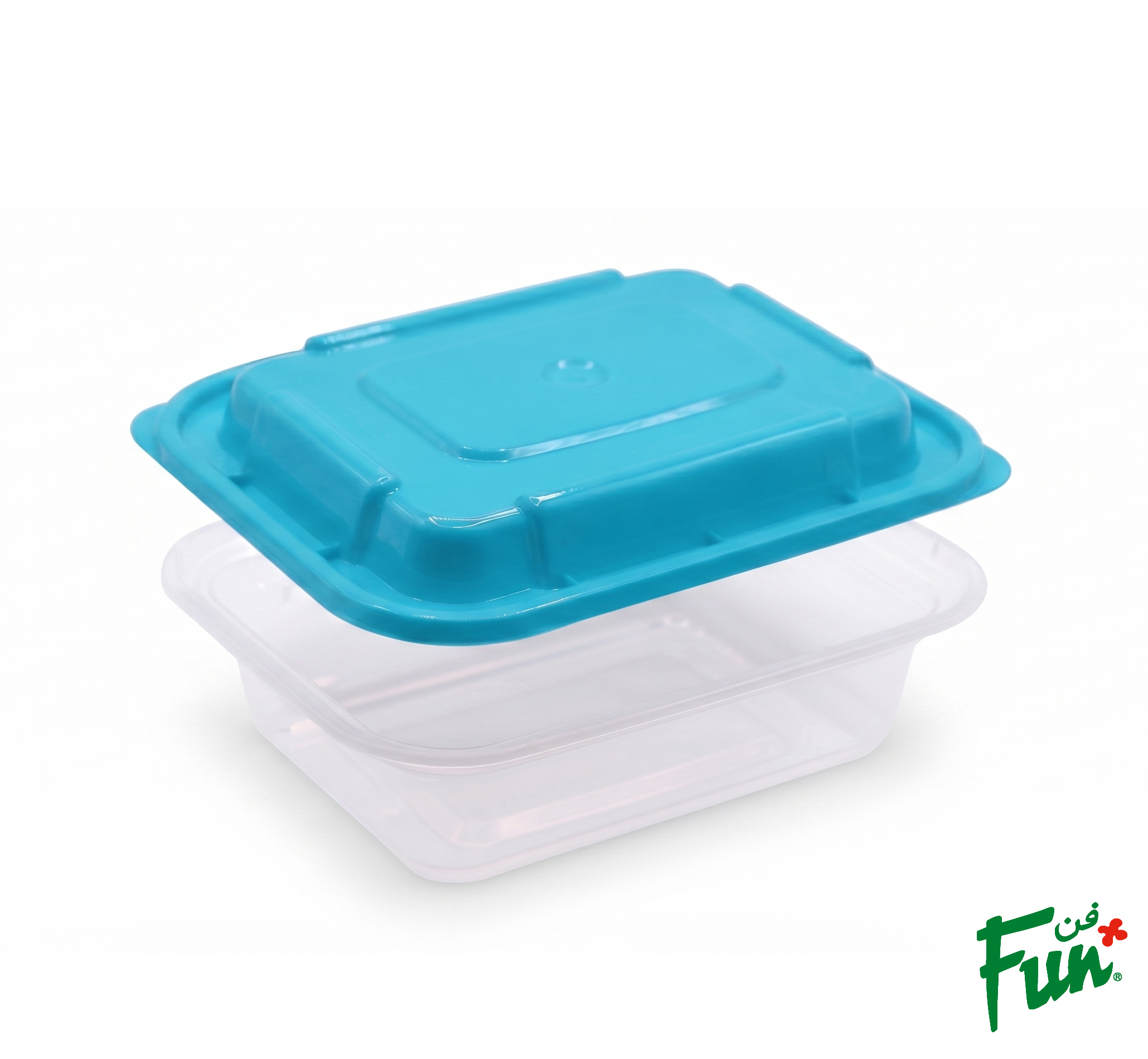 Fun Indispensable Plastic Transparent Container with Turquoise Lid - 12oz Pack of 5