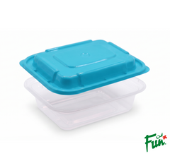 Fun Indispensable Plastic Transparent Container with Turquoise Lid - 12oz Pack of 5