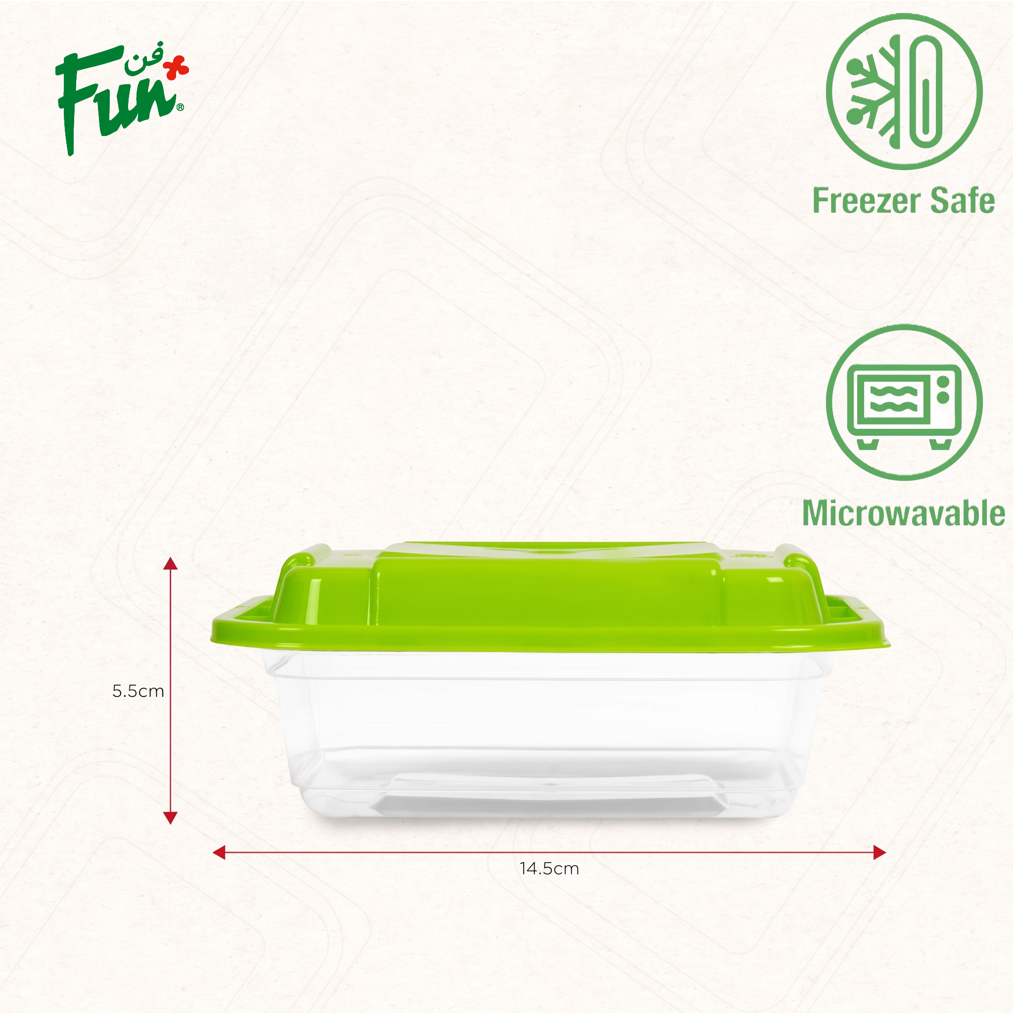 Fun Indispensable Plastic Transparent Container with Olive Lid - 12oz Pack of 5