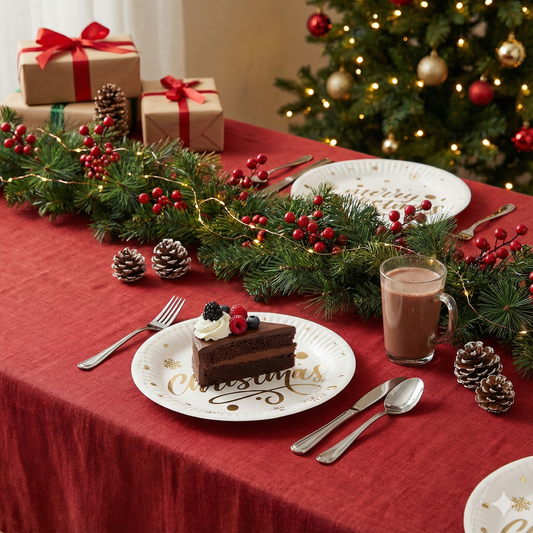 Fun Paper Plate Diameter 18cm - Golden Christmas Trees [P:8pcsx1pkt]