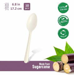 Fun Sukkar White Spoons in cardboard box 6.7in [18pcs x 1pkt]