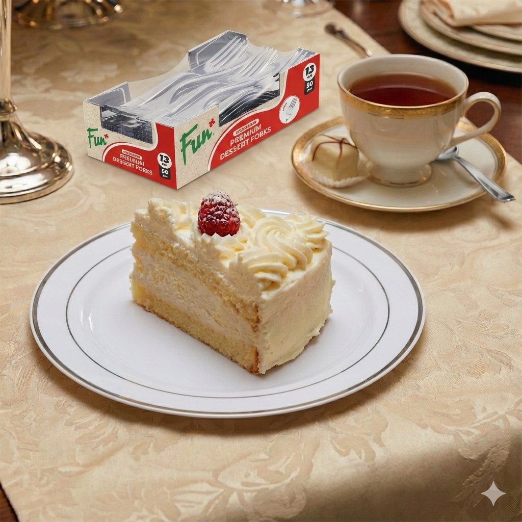 Fun Premium Silver Forks 15cm [50pcs x 1pkt]