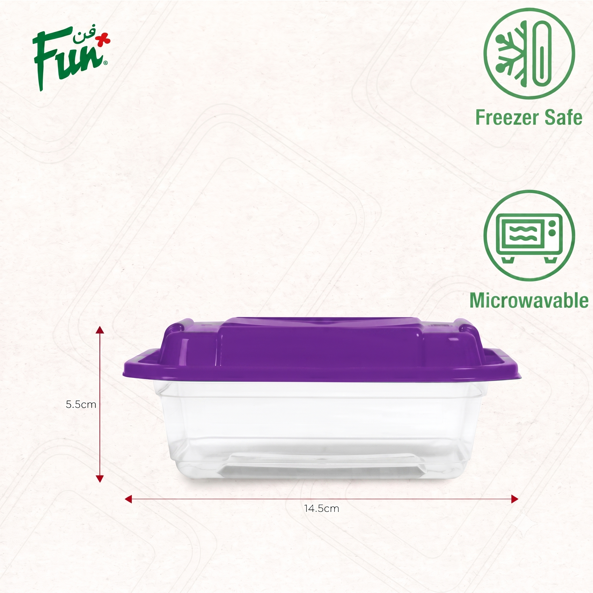Fun Indispensable Plastic Transparent Container with Plum Lid - 12oz Pack of 5