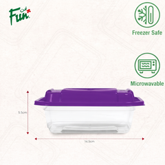 Fun Indispensable Plastic Transparent Container with Plum Lid - 12oz Pack of 5