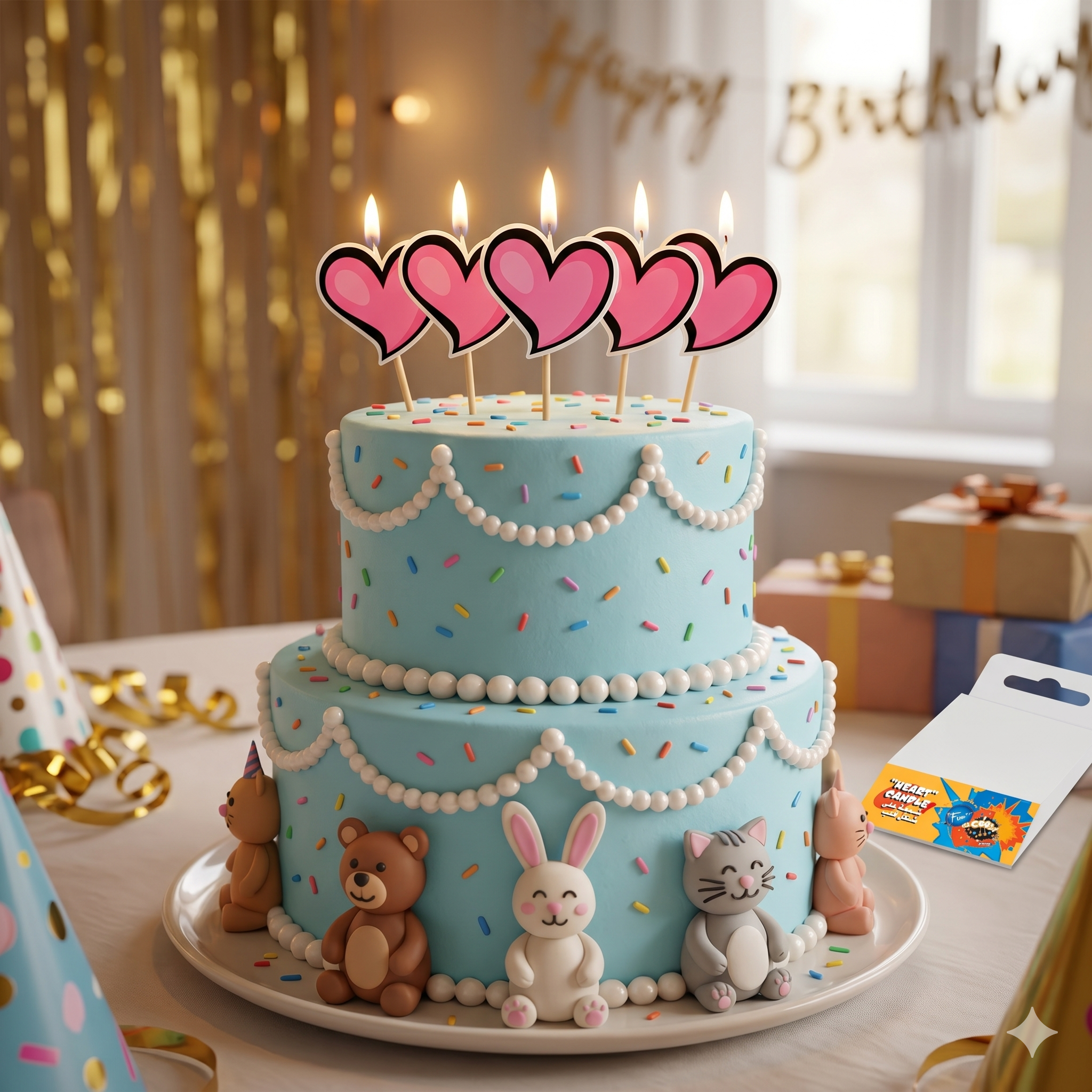 Fun Birthday Candles - Heart Design [1pc]