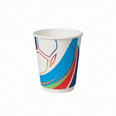Fun Double Wall Paper Cups 8oz White - Football Design [10pcs x 1pkt]