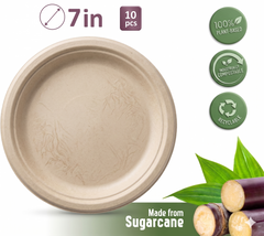 Fun Sukkar Pulp Light Brown Plates Ø7in [10pcs x 1pkt]