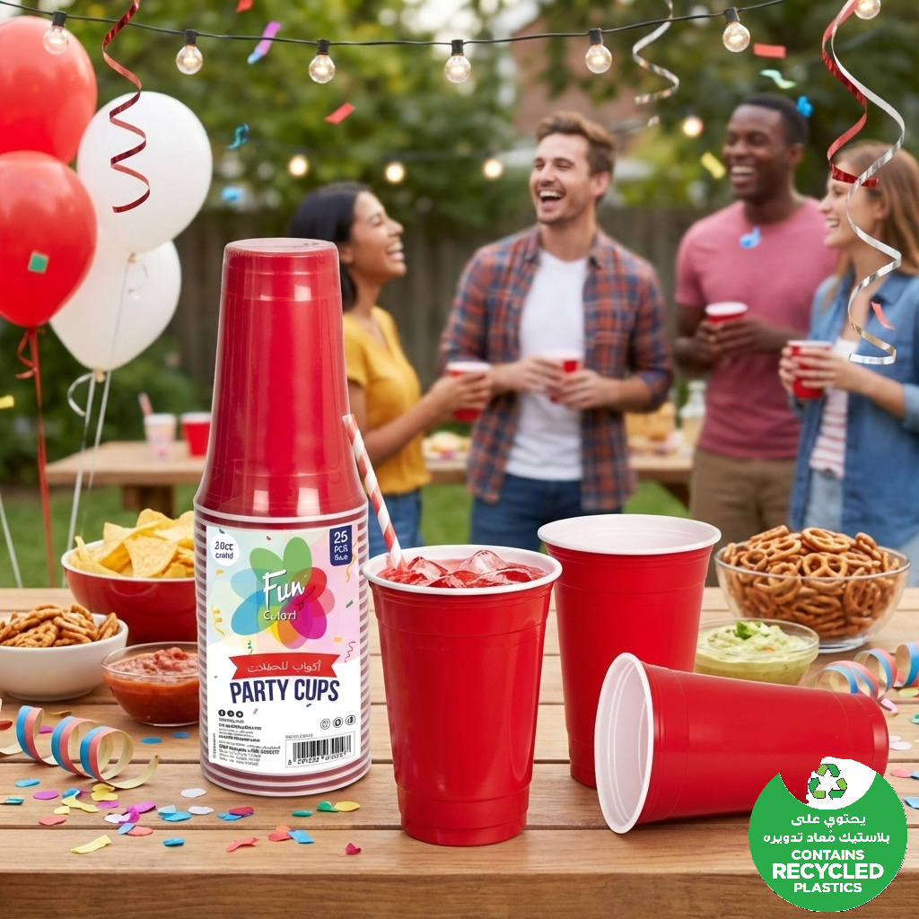 Fun Plastic Red Cups 16oz [25pcs x 1pkt] - CRP