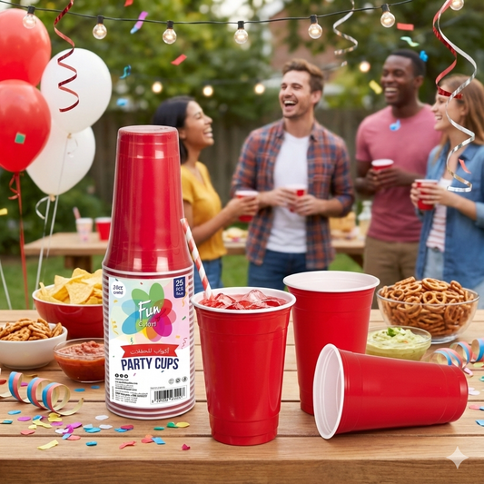 Fun Plastic Red Cups 24oz [25pcs x 1pkt]