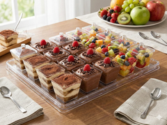 Fun Premium Verrine Hospitality Set – 20 Square Dessert Cups with Lids & Anti-Slip Tray