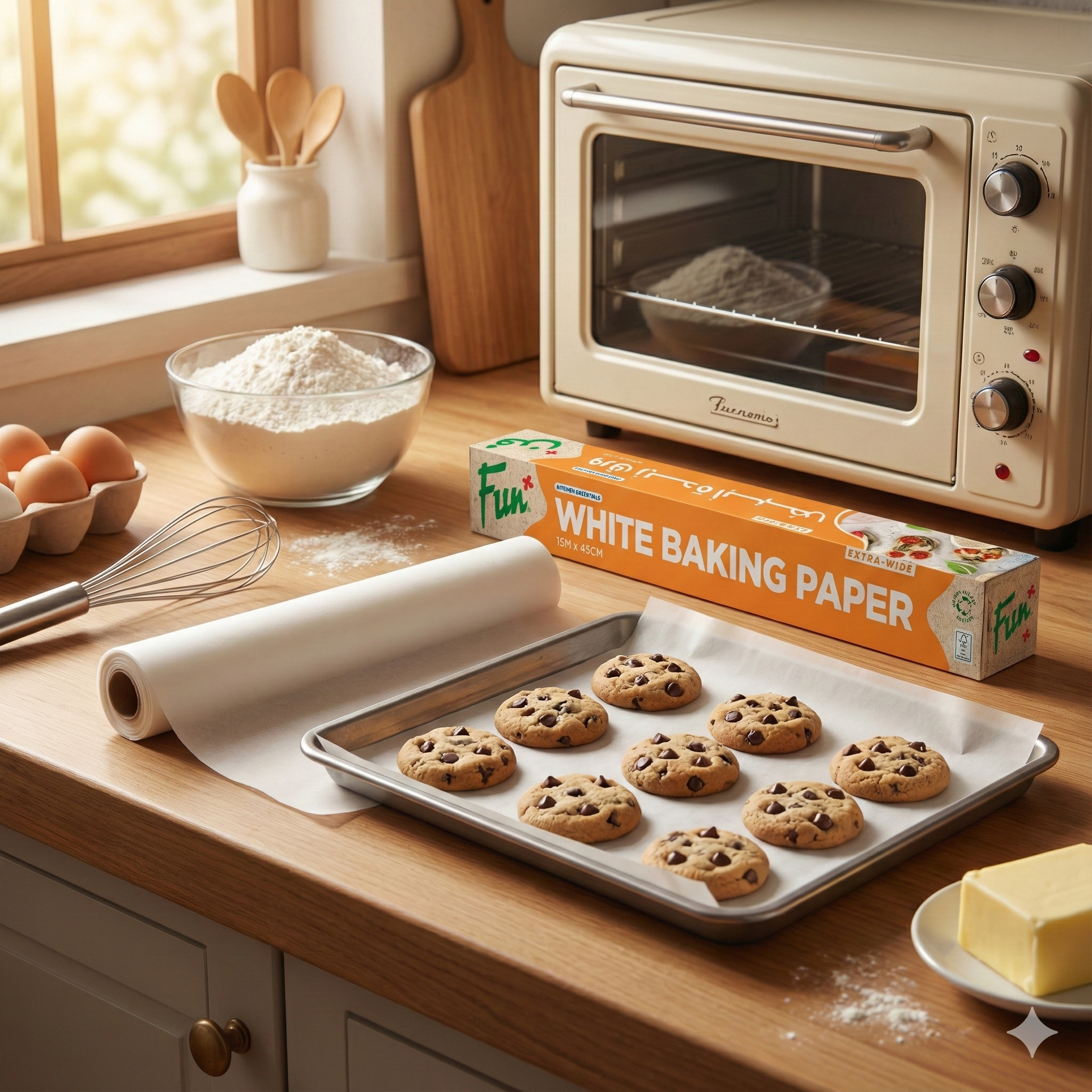 Fun White Silicone-Coated Baking Paper Roll 15m x 45cm [1rl x 1pkt]