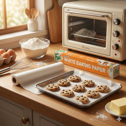 Fun White Silicone-Coated Baking Paper Roll 15m x 45cm [1rl x 1pkt]