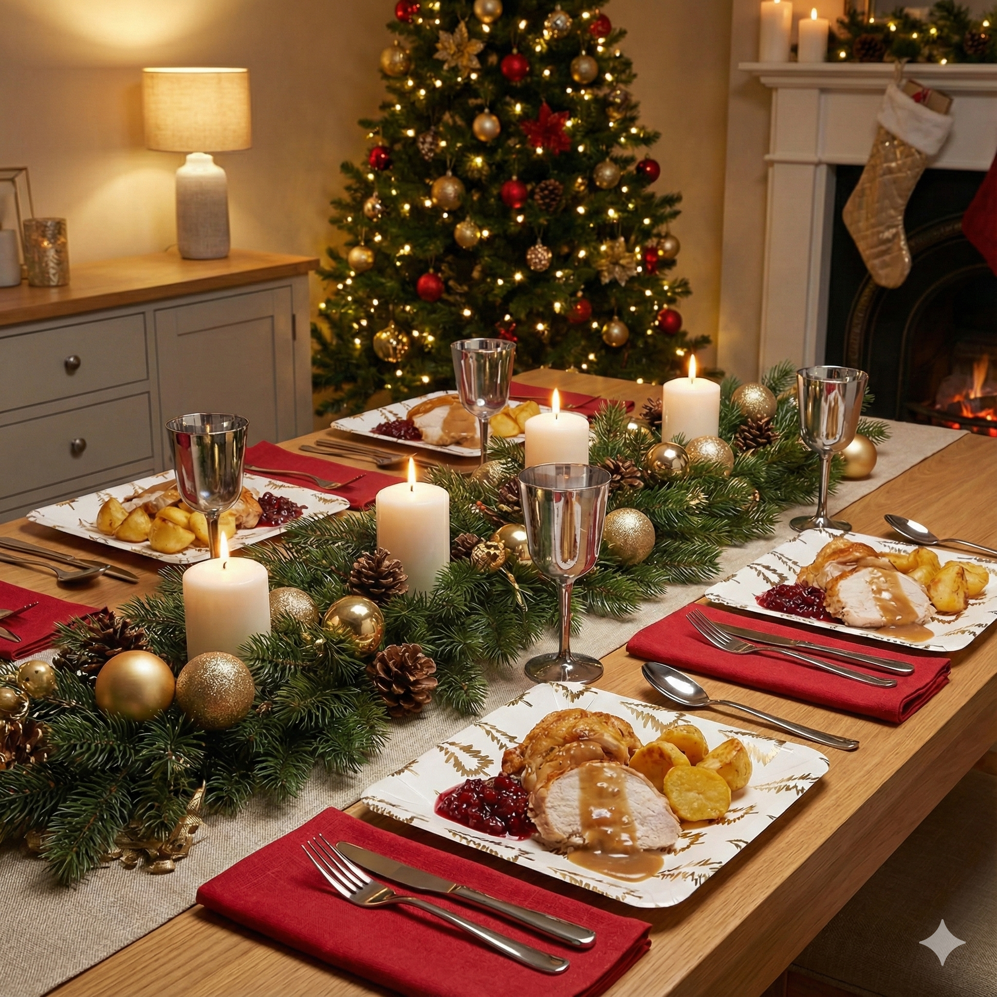 Fun Paper Plate Square 23x23cm - Golden Trees Pack of 8