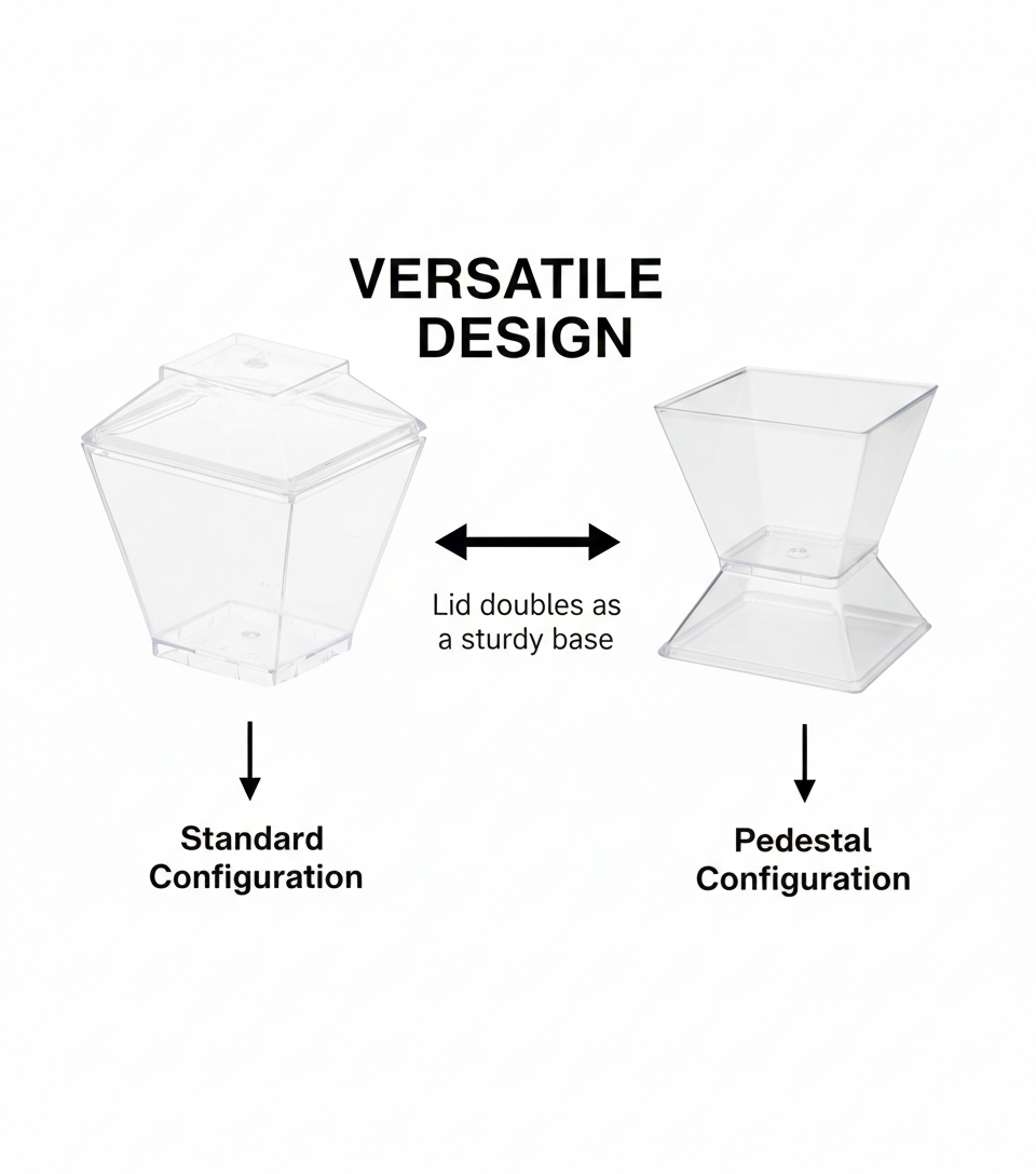 Fun Verrine Clear Cups with Lids Double as Display Bases – 90ml (24 Pieces)