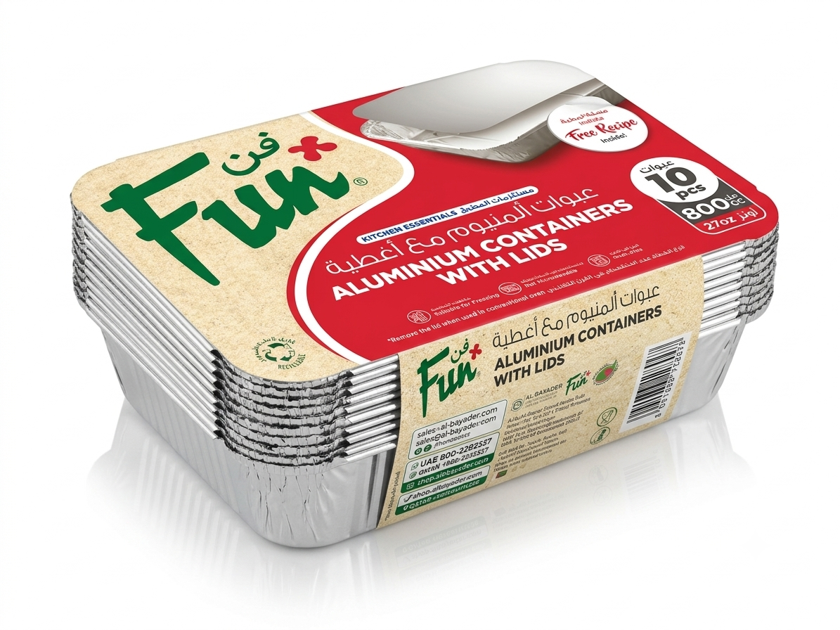 Fun Aluminium Containers With Paper Lids 800cc [10pcs x 1pkt]
