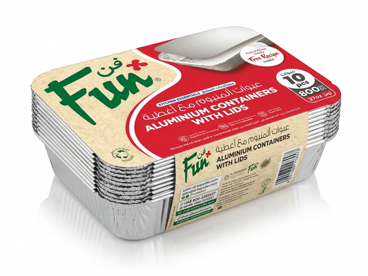 Fun Aluminium Containers With Paper Lids 800cc [10pcs x 1pkt]