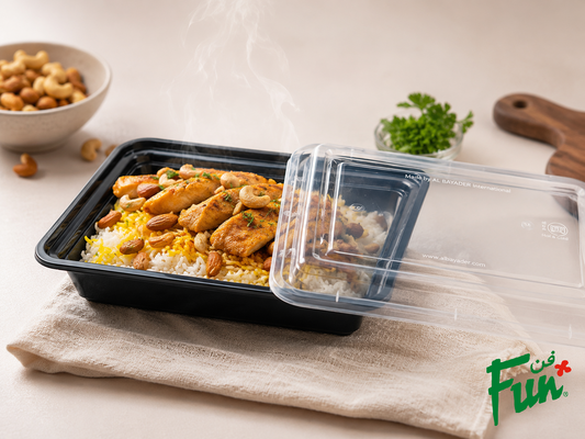 Fun Plastic Microwavable Rectangular Black Containers with Clear Lids 38oz [10pcs x 1pkt]