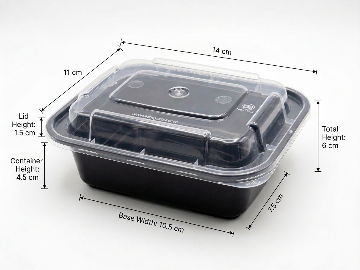 Fun Plastic Microwavable Rectangular Black Containers with Clear Lids 12oz [5pcs x 1pkt]