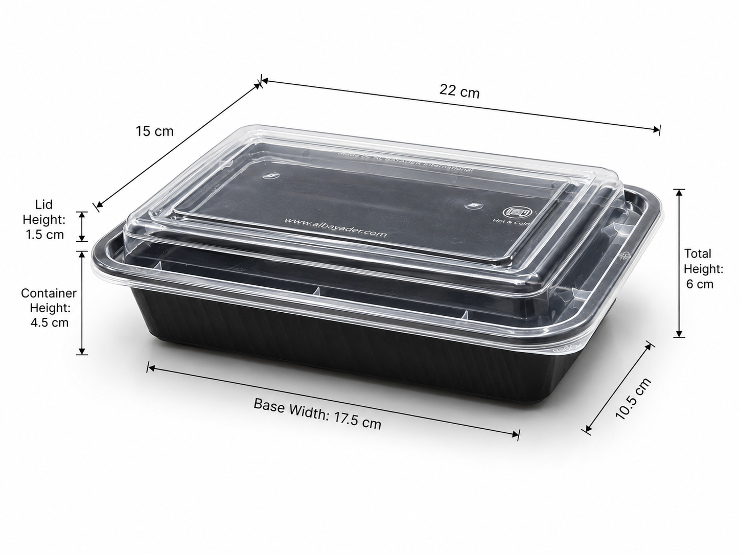 Fun Plastic Microwavable Rectangular Black Containers with Clear Lids 38oz [10pcs x 1pkt]