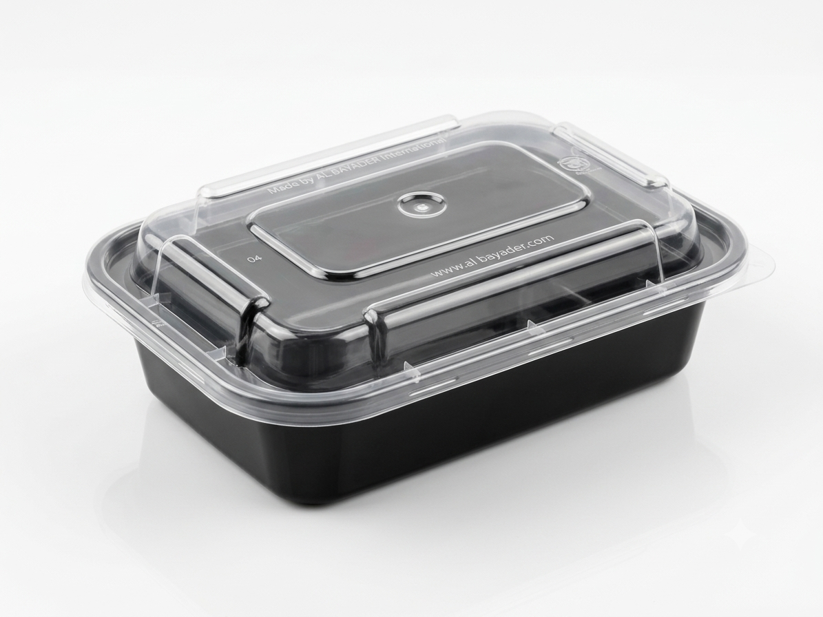 Fun Plastic Microwavable Rectangular Black Containers with Clear Lids 12oz [5pcs x 1pkt]