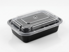 Fun Plastic Microwavable Rectangular Black Containers with Clear Lids 12oz [5pcs x 1pkt]