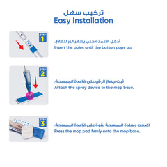 Bcleen Blue Spray Mop with Detachable 700ml PET Bottle and Microfiber Refill 42 x 13 cm [1pcs]