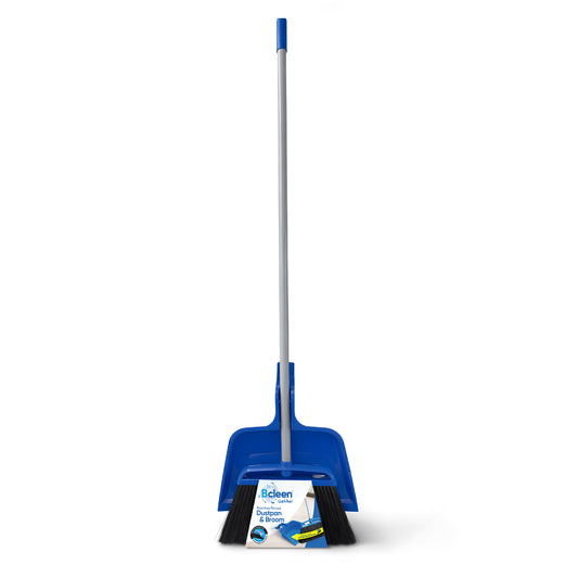 Bcleen Blue 34cm Dustpan & Broom Set with 130cm Metal Handle (1 piece)