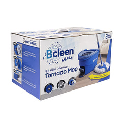 Bcleen Blue Tornado Mop with 2 section stainless Steel Handle 123cm and Bucket 49x29x27cm [1pc]