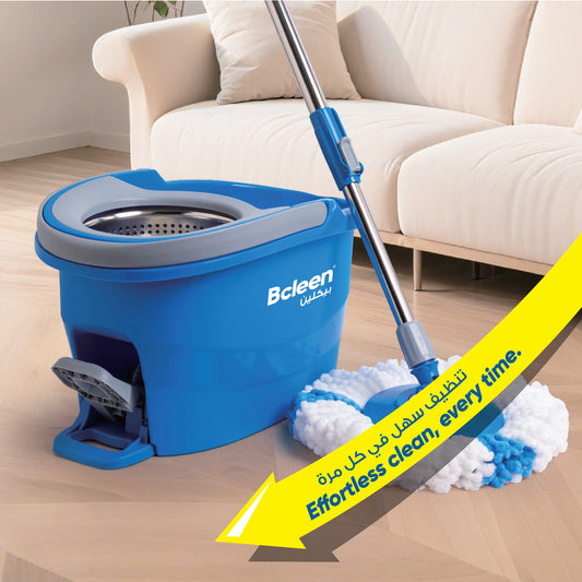 Bcleen Blue Tornado Mop with 2 section stainless Steel Handle 123cm and Bucket 49x29x27cm [1pc]