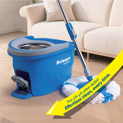 Bcleen Blue Tornado Mop with 2 section stainless Steel Handle 123cm and Bucket 49x29x27cm [1pc]