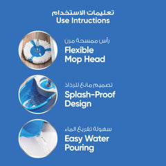 Bcleen Blue Tornado Mop with 2 section stainless Steel Handle 123cm and Bucket 49x29x27cm [1pc]