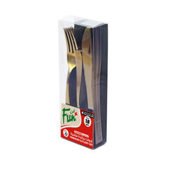 Fun Premium Plastic Gold Cutlery Set [18pcs x 1pkt]