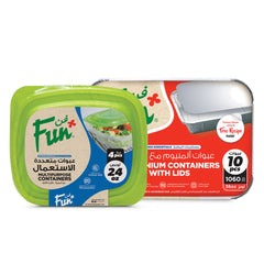 Fun Promopack Food Storage Aluminium Container and Plastic Square Container