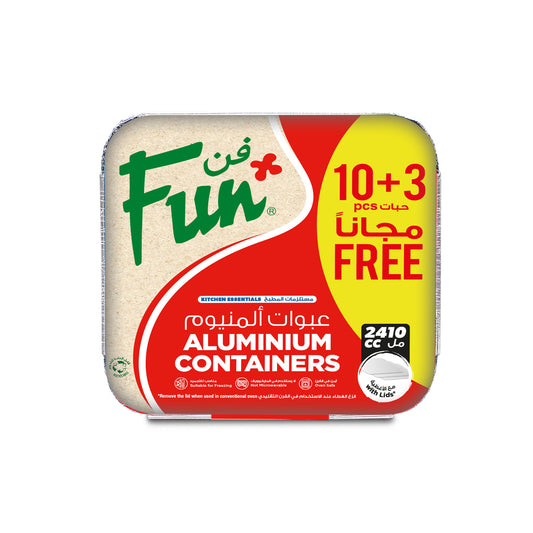 Fun Aluminium Container with Lid 2410cc 10pcs + 3 pcs free