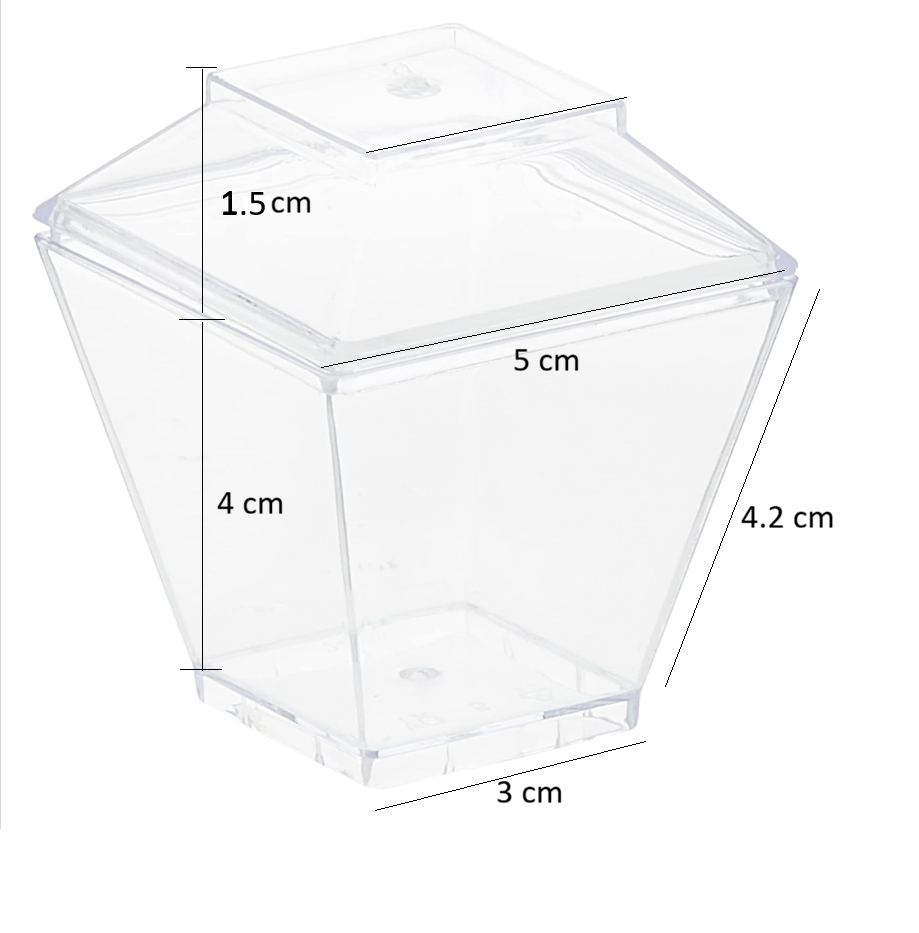 Fun Verrine Square Clear Cups 60ml with Lids Double as Display Bases (24 Pieces)