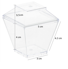 Fun Verrine Square Clear Cups 60ml with Lids Double as Display Bases (24 Pieces)