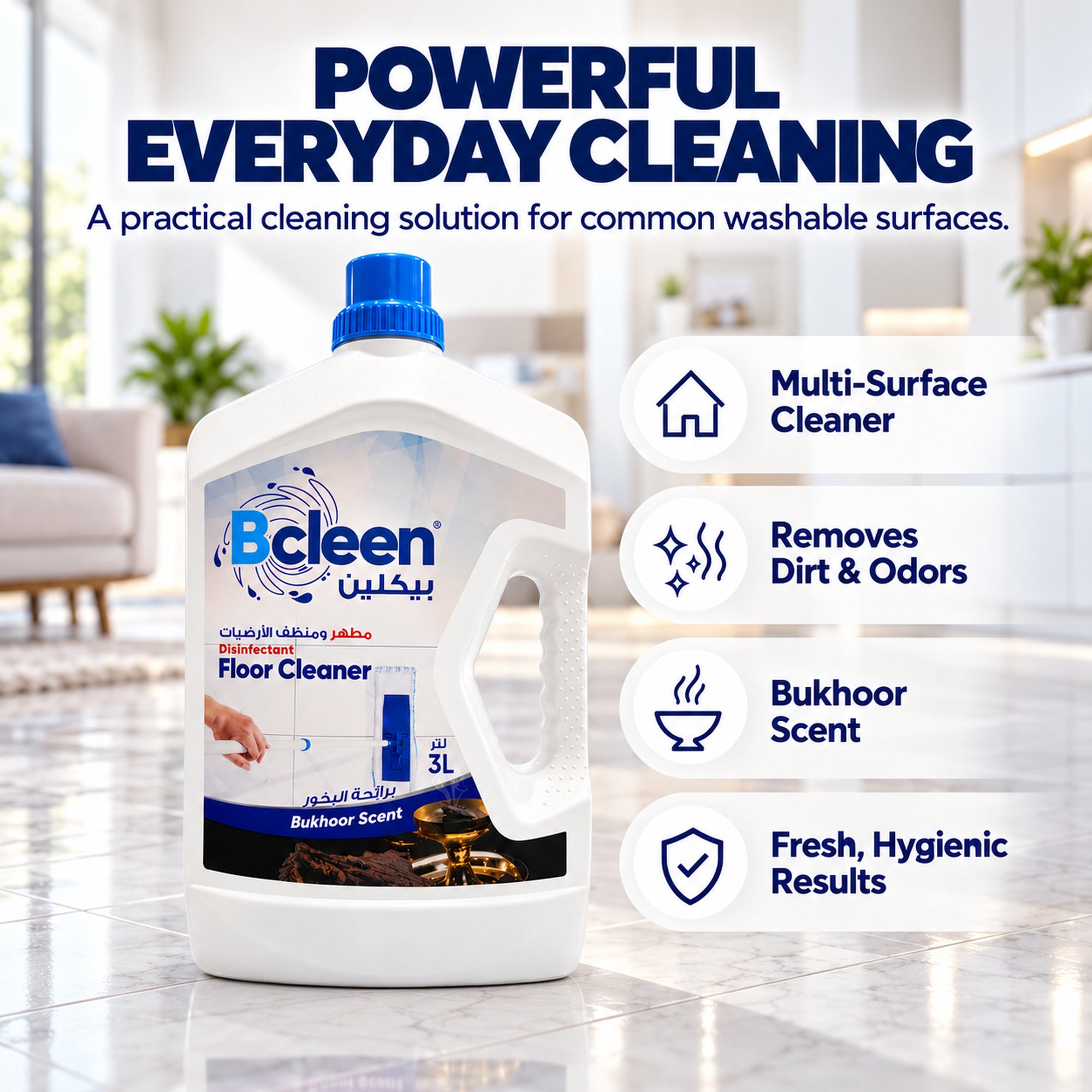 Bcleen Disinfectant Floor Cleaner Bukhoor Scent 3L [1pcs]
