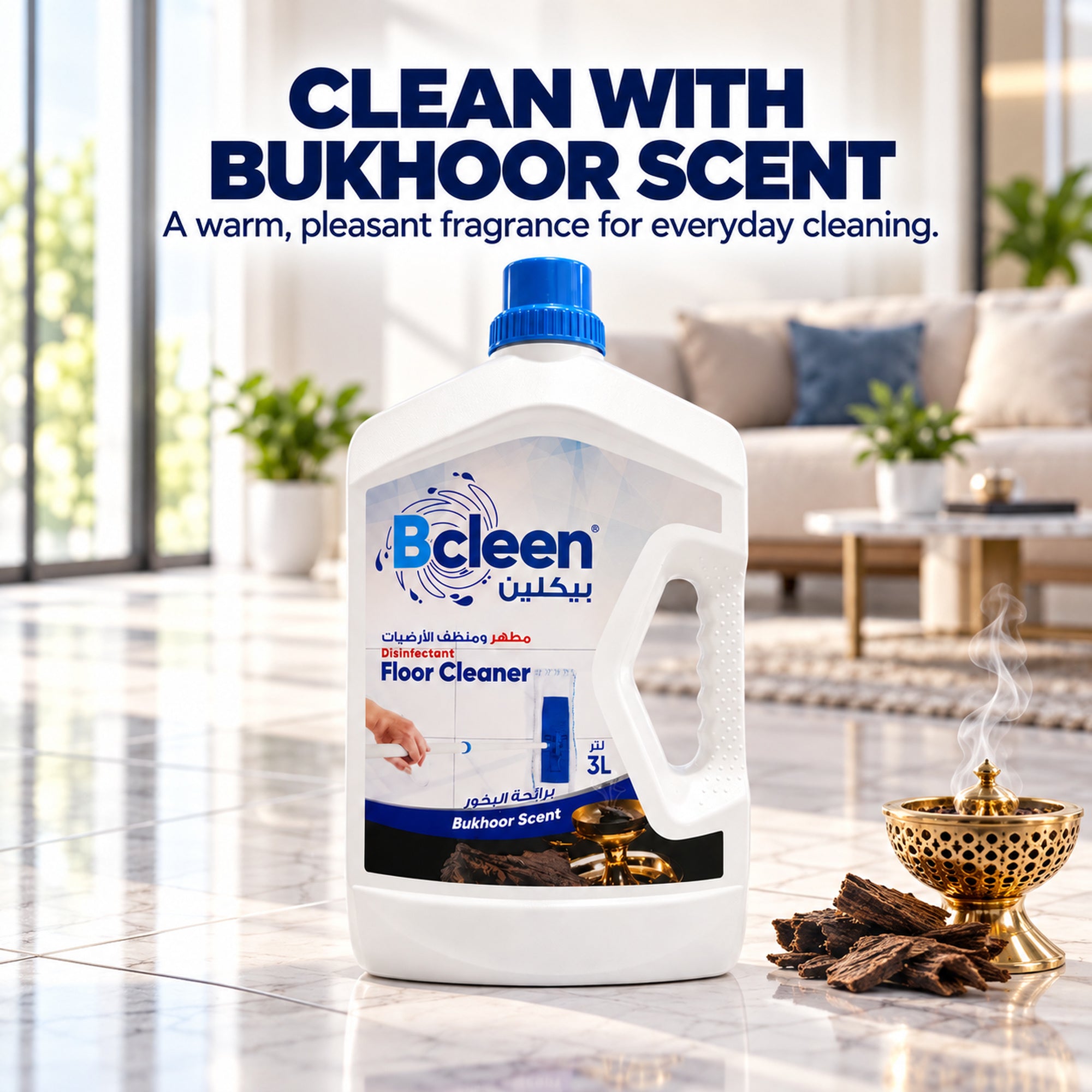 Bcleen Disinfectant Floor Cleaner Bukhoor Scent 3L [1pcs]