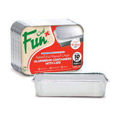 Fun Aluminium Containers With Paper Lids 1060cc [10pcs x 1pkt]
