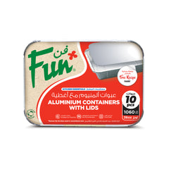 Fun Aluminium Containers With Paper Lids 1060cc [10pcs x 1pkt]